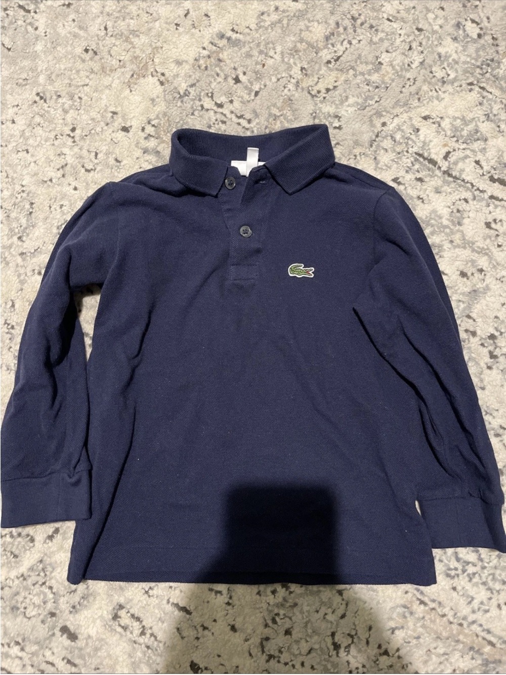 Lacoste Kids Long-Sleeve Polo - Navy with Green Crocodile